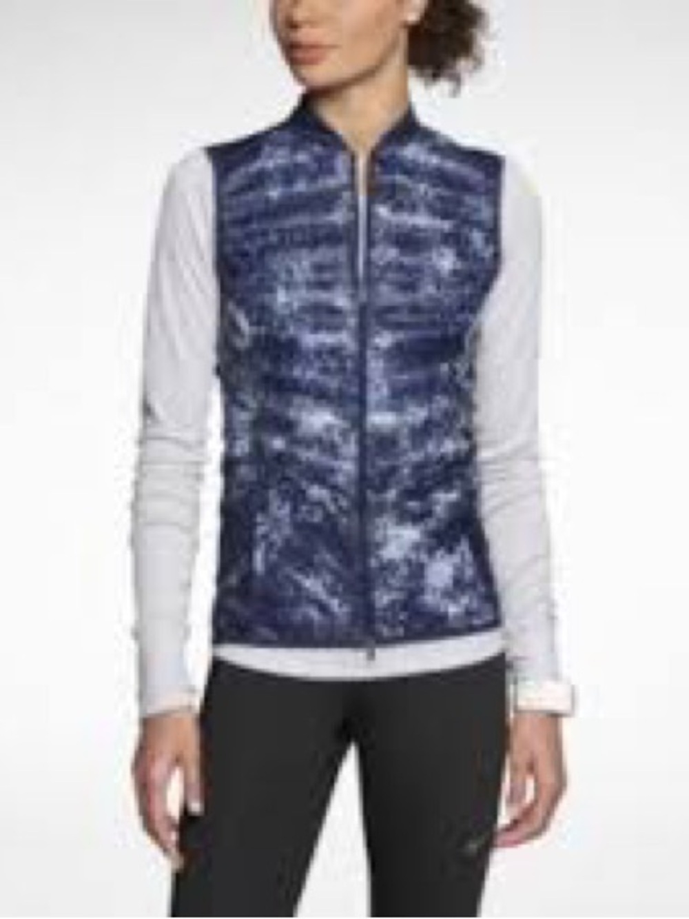 Nike Aeroloft 800 Running Vest Sz Small Navy Blue Camo 546673 497 Goose Down
